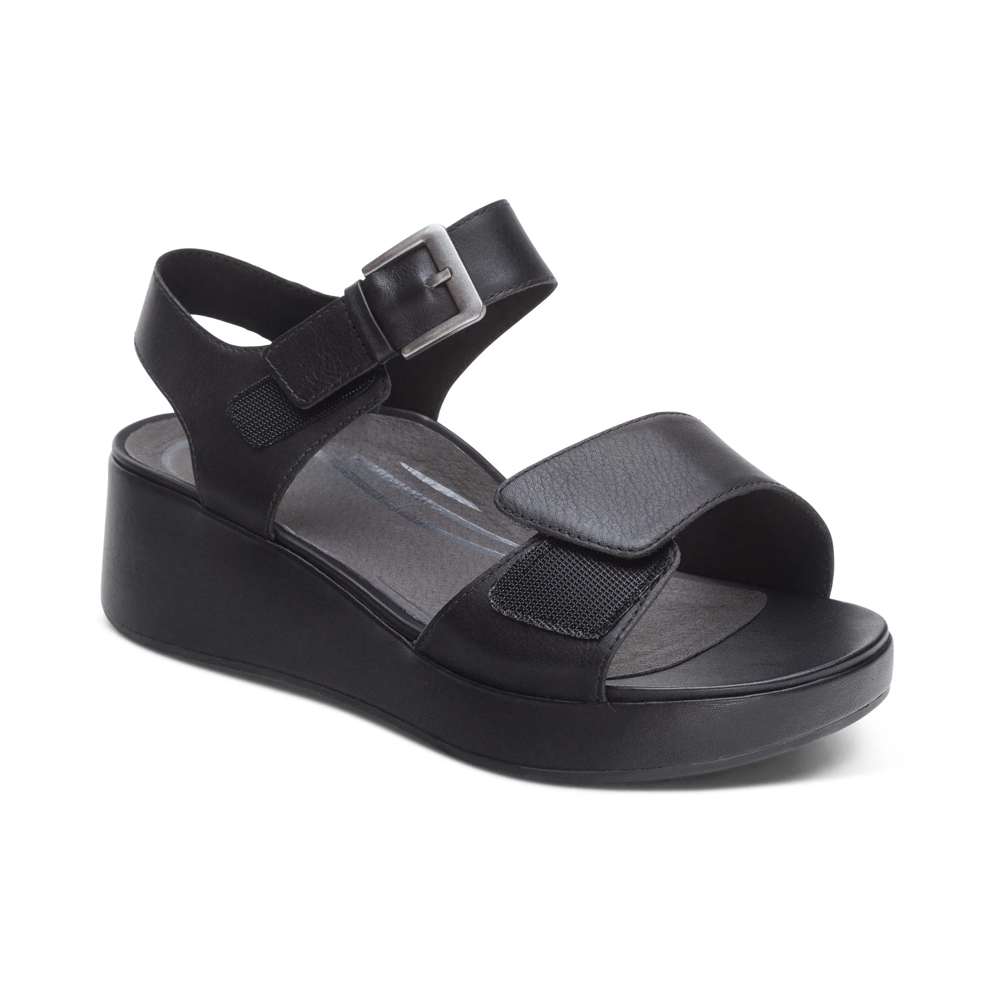 Ariel Adjustable Quarter Strap Wedge  - Black - Image 7