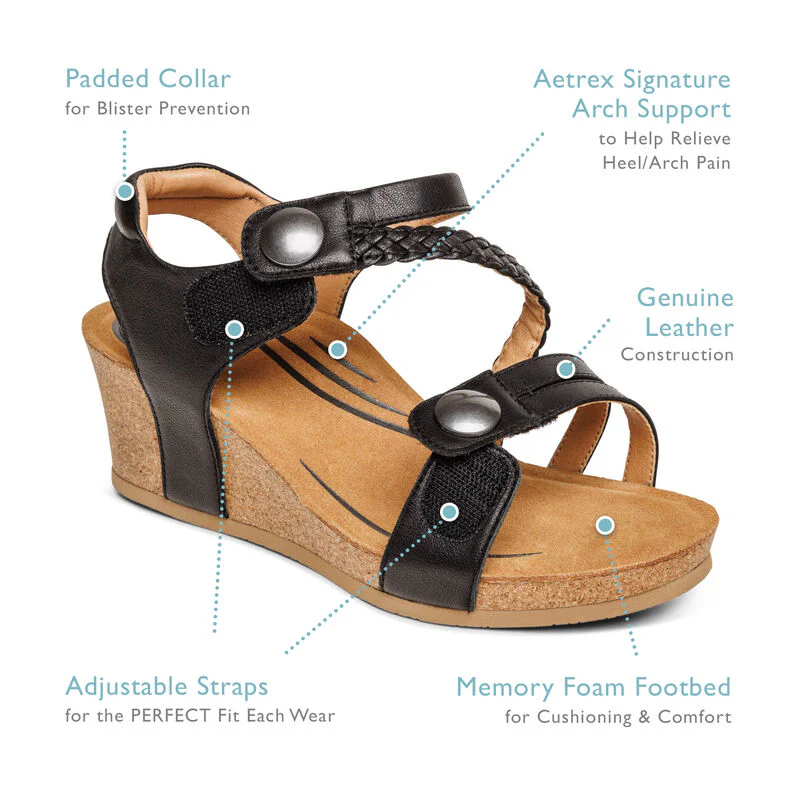 Avril Quarter Strap Wedge - Black - Image 6