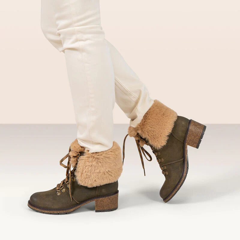 Brooklyn Fur Lace-Up Boot - Khaki - Image 7