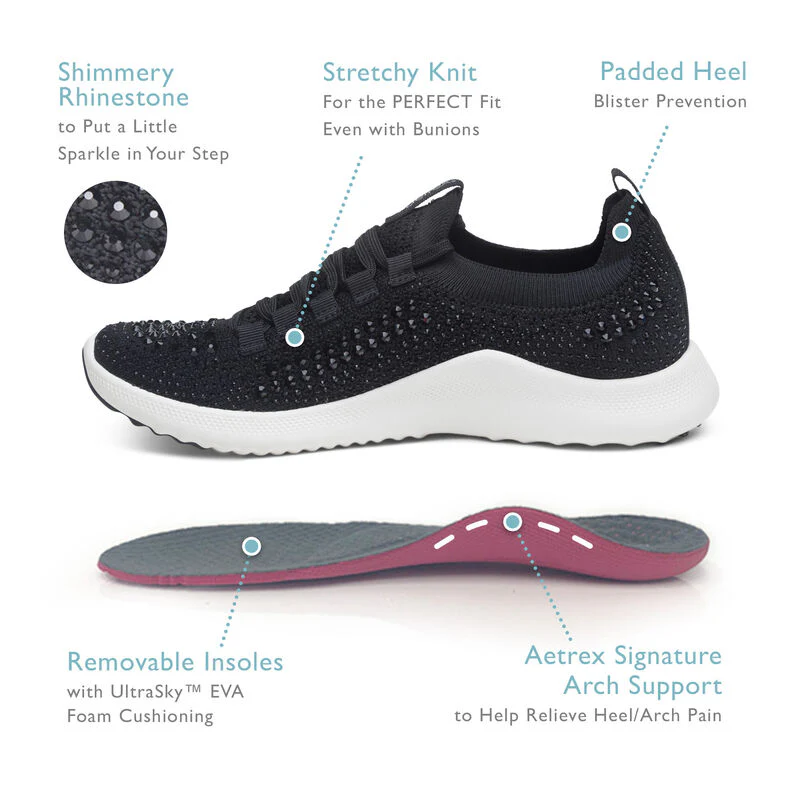 Carly Arch Support Sneaker - Black Sparkle - Image 7