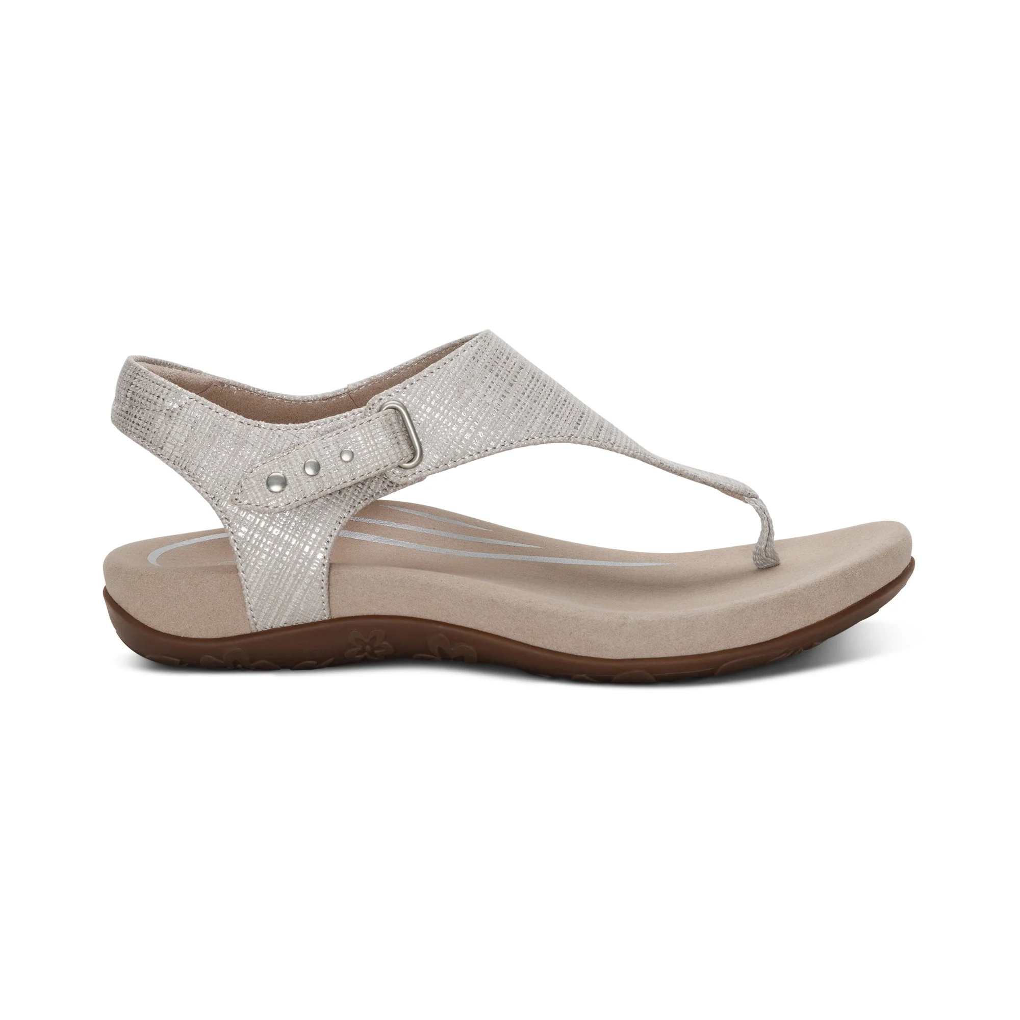 Ellie Adjustable Quarter Strap Thong Sandal - Grey - Image 2