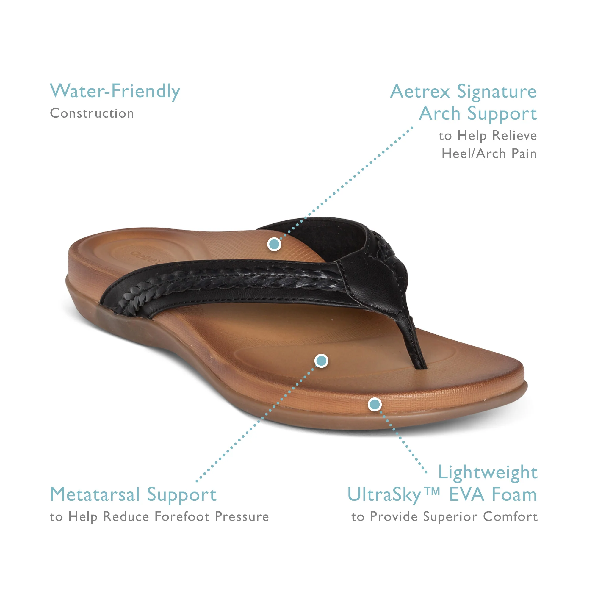 Emmy Braided Thong Sandal - Black - Image 6