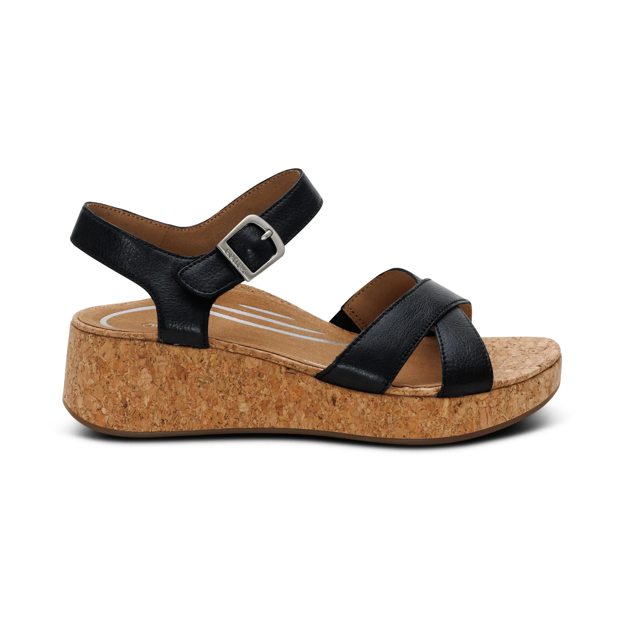 Flora Adjustable Quarter Strap Wedge  - Black - Image 2