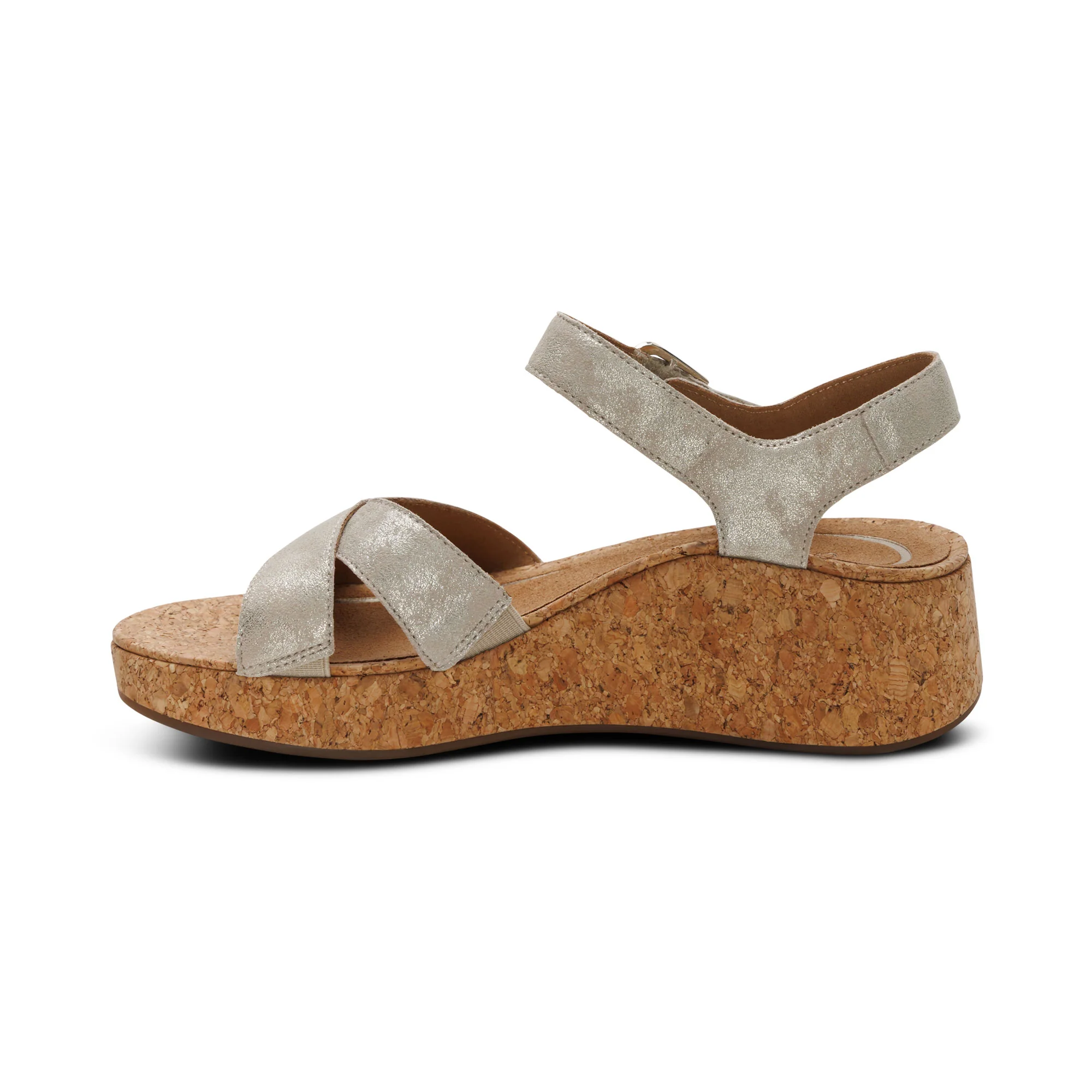 Flora Adjustable Quarter Strap Wedge  - Champagne - Image 4