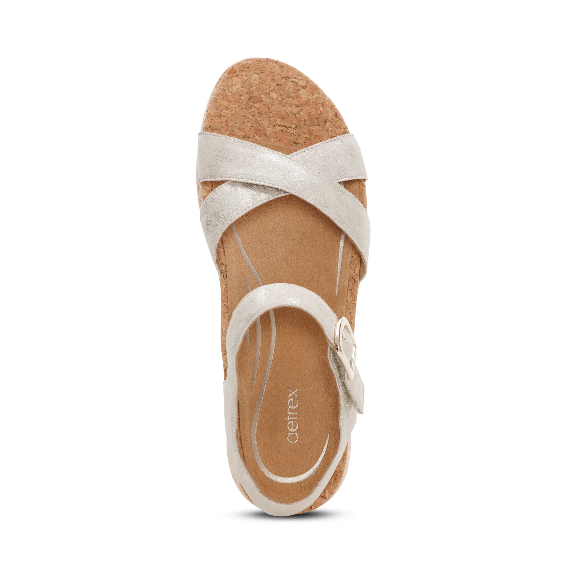 Flora Adjustable Quarter Strap Wedge  - Champagne - Image 5