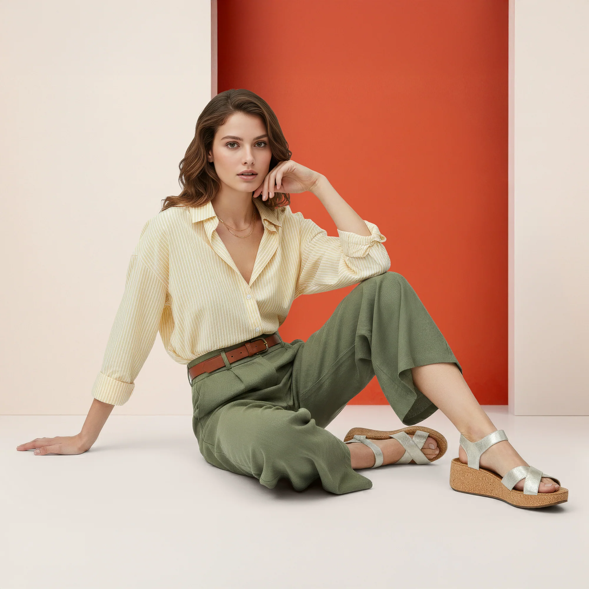 Flora Adjustable Quarter Strap Wedge  - Champagne - Image 8
