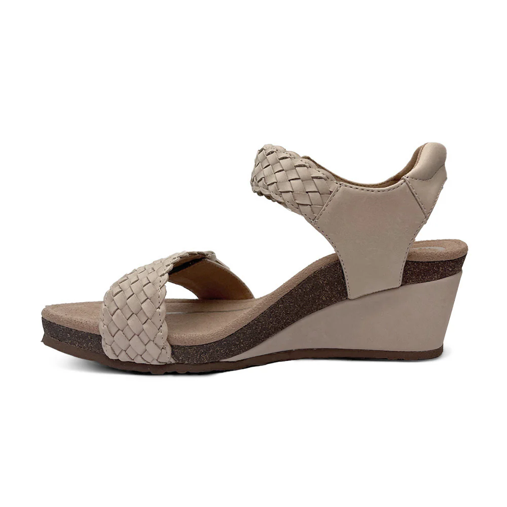 Grace Adjustable Woven Wedge - Bone - Image 4