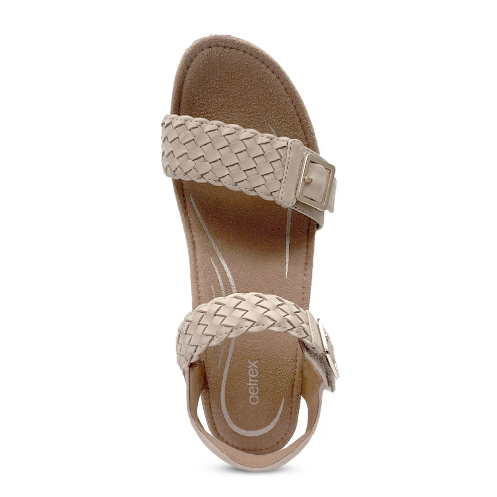 Grace Adjustable Woven Wedge - Bone - Image 5