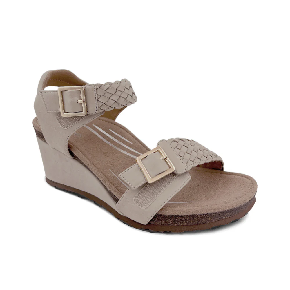 Grace Adjustable Woven Wedge - Bone - Image 7