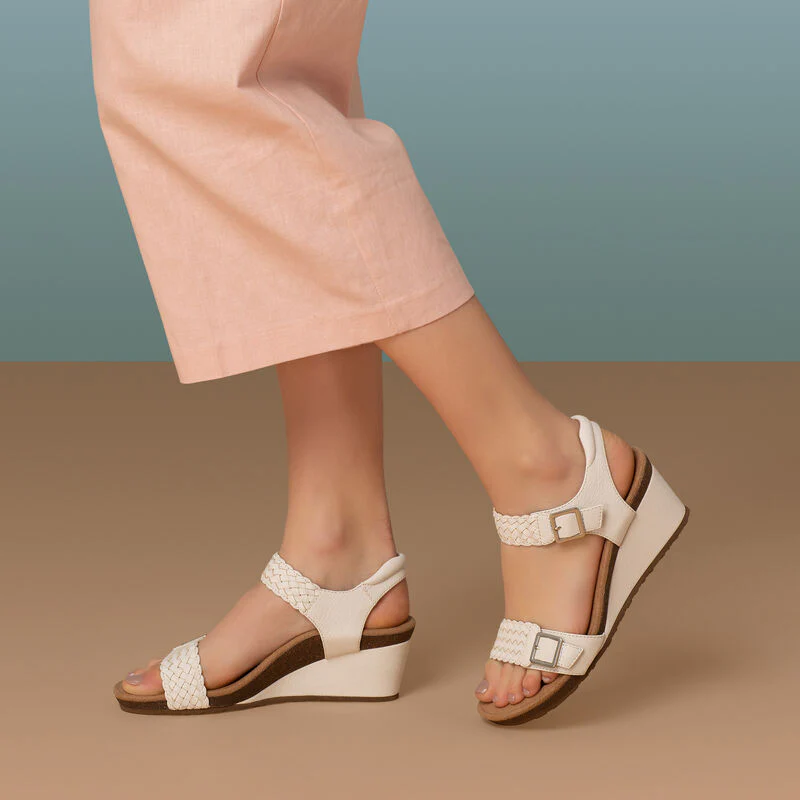 Grace Adjustable Woven Wedge - Taupe - Image 8