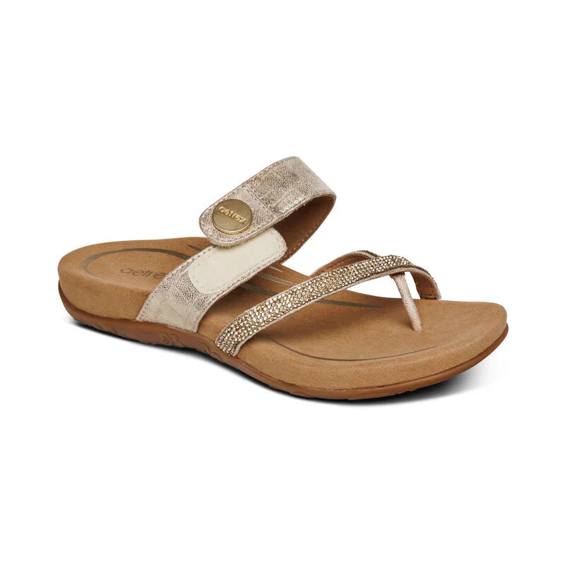 Izzy Adjustable Slide Sandal - Gold - Image 8
