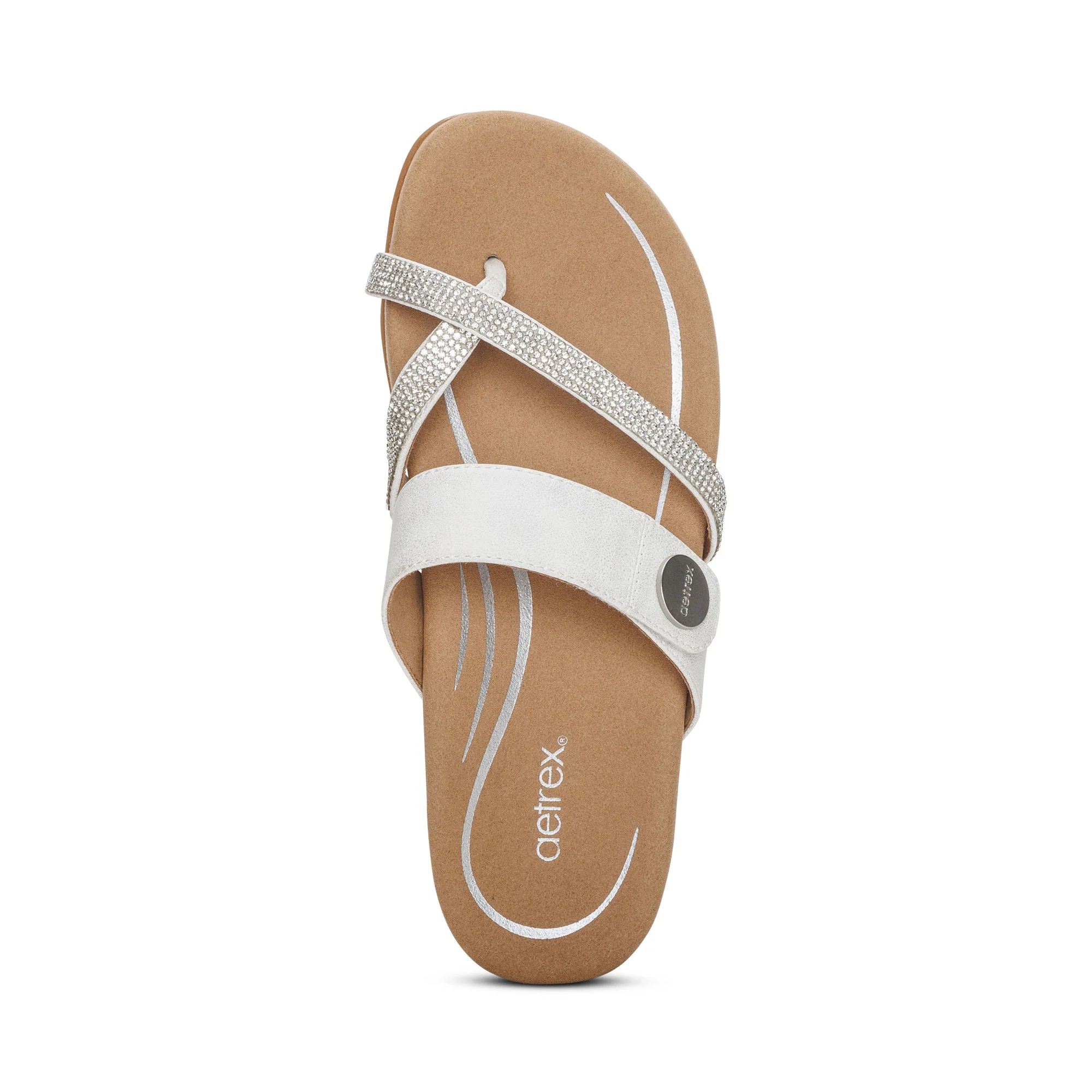 Izzy Adjustable Slide Sandal - White Sparkle - Image 5