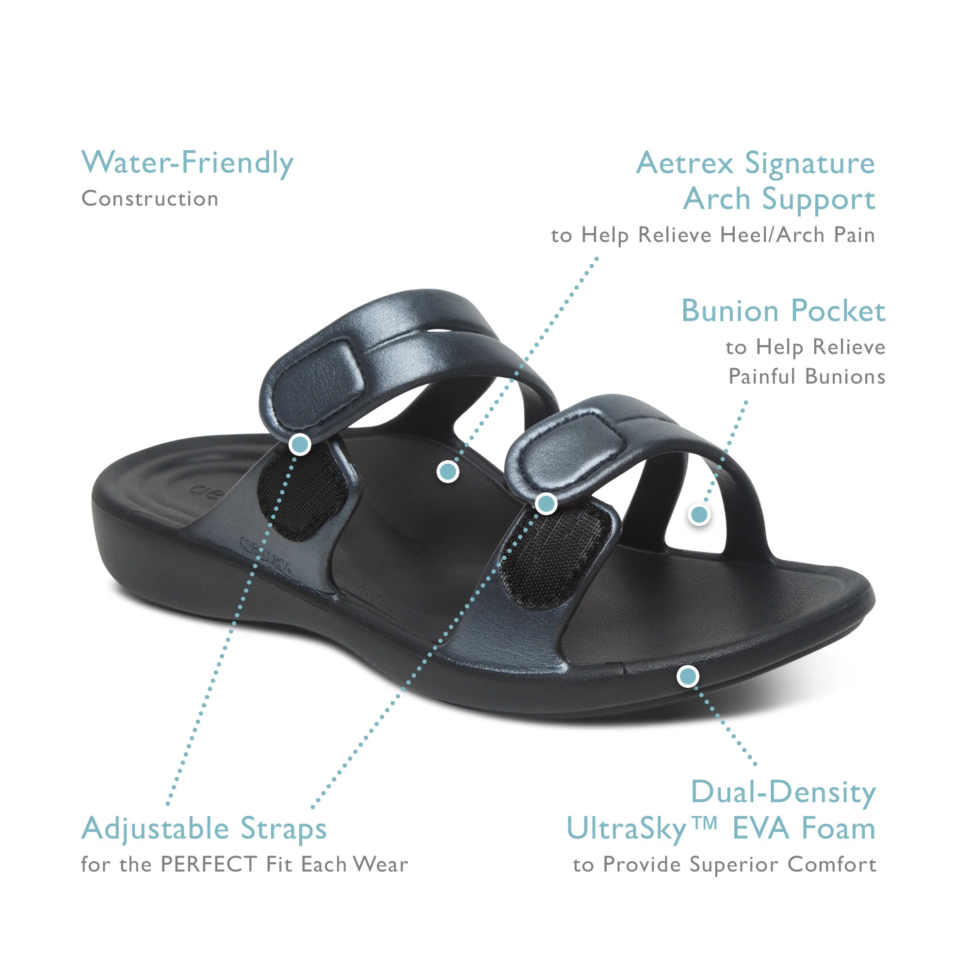 Janey Sport Slide - Navy - Image 6
