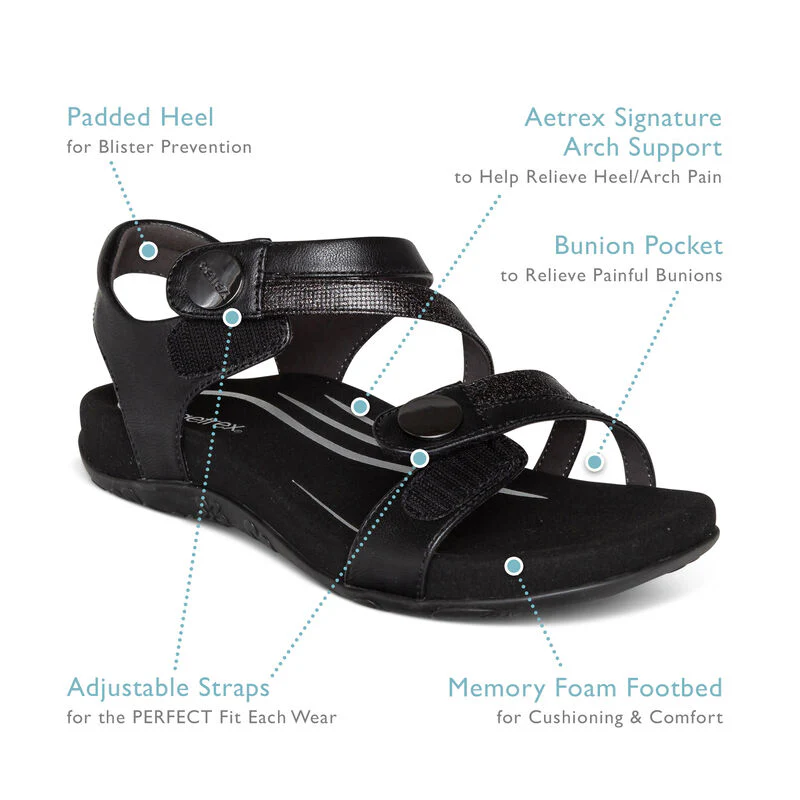 Jess Adjustable Quarter Strap Sandal - Navy - Image 7