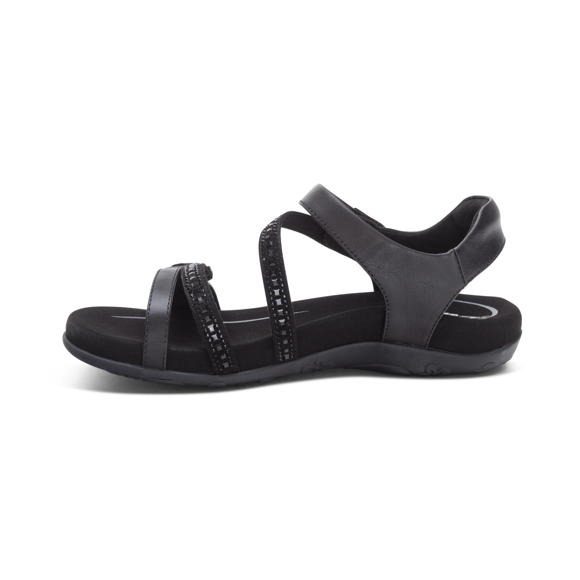 Jess Adjustable Quarter Strap Sandal - Black Sparkle - Image 4