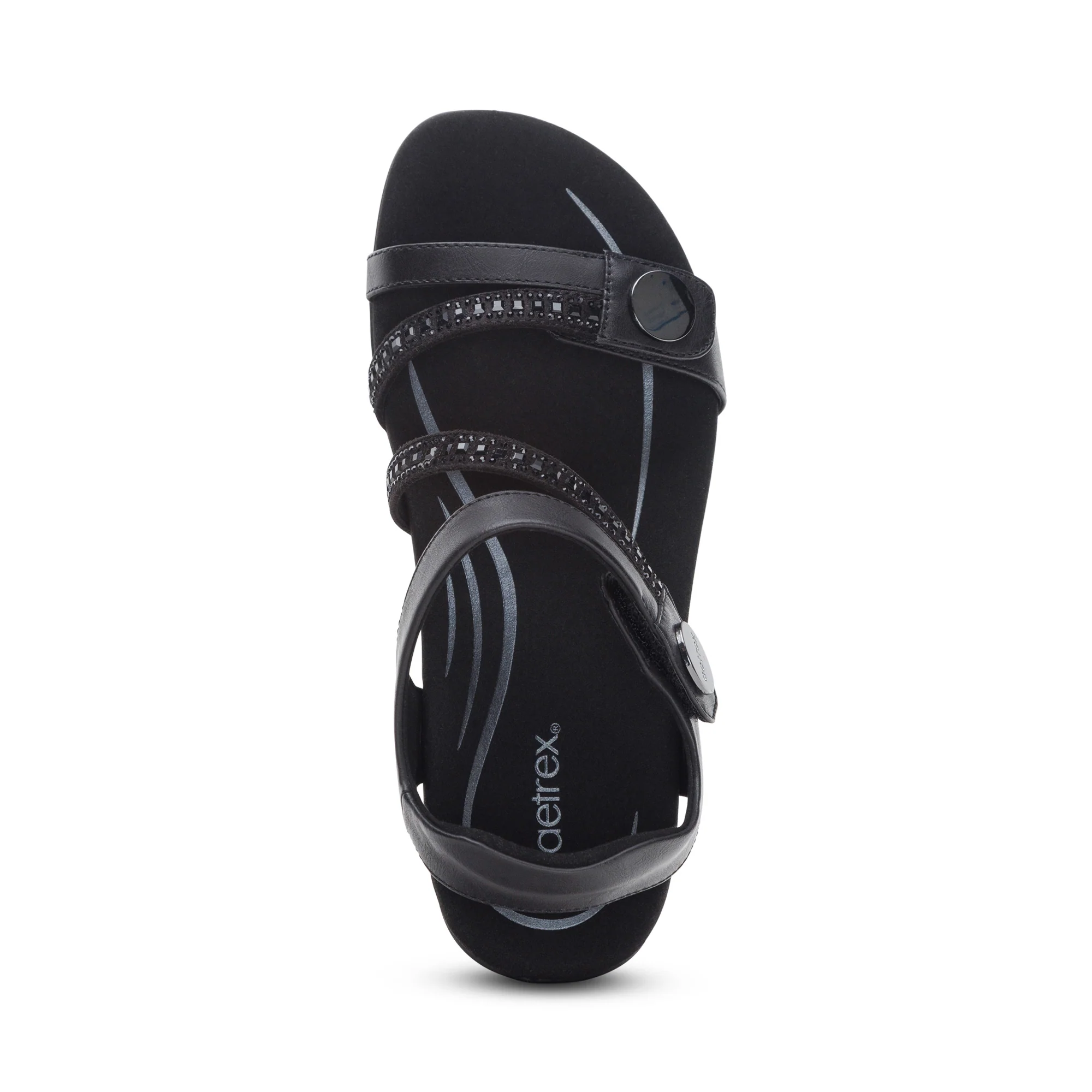 Jess Adjustable Quarter Strap Sandal - Black Sparkle - Image 5