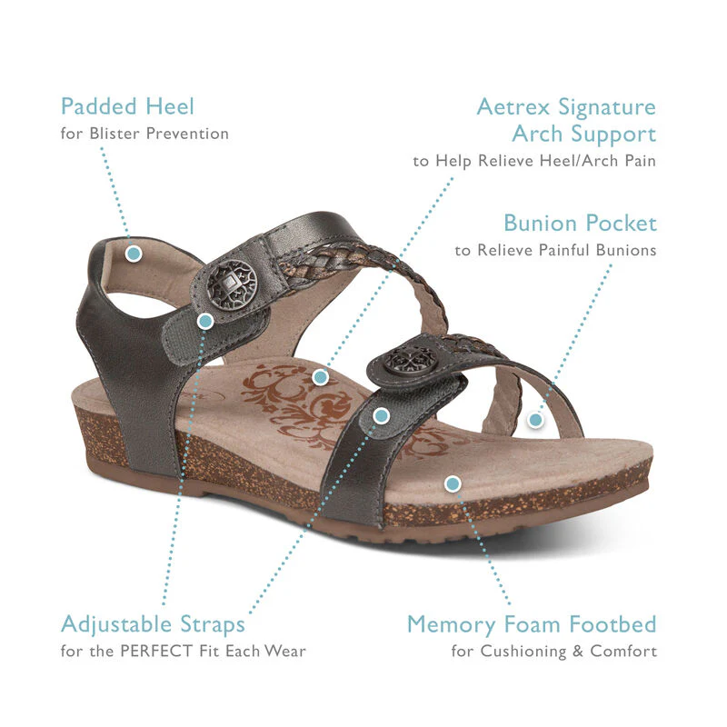 Jillian Braided Quarter Strap Sandal - Gunmetal - Image 6