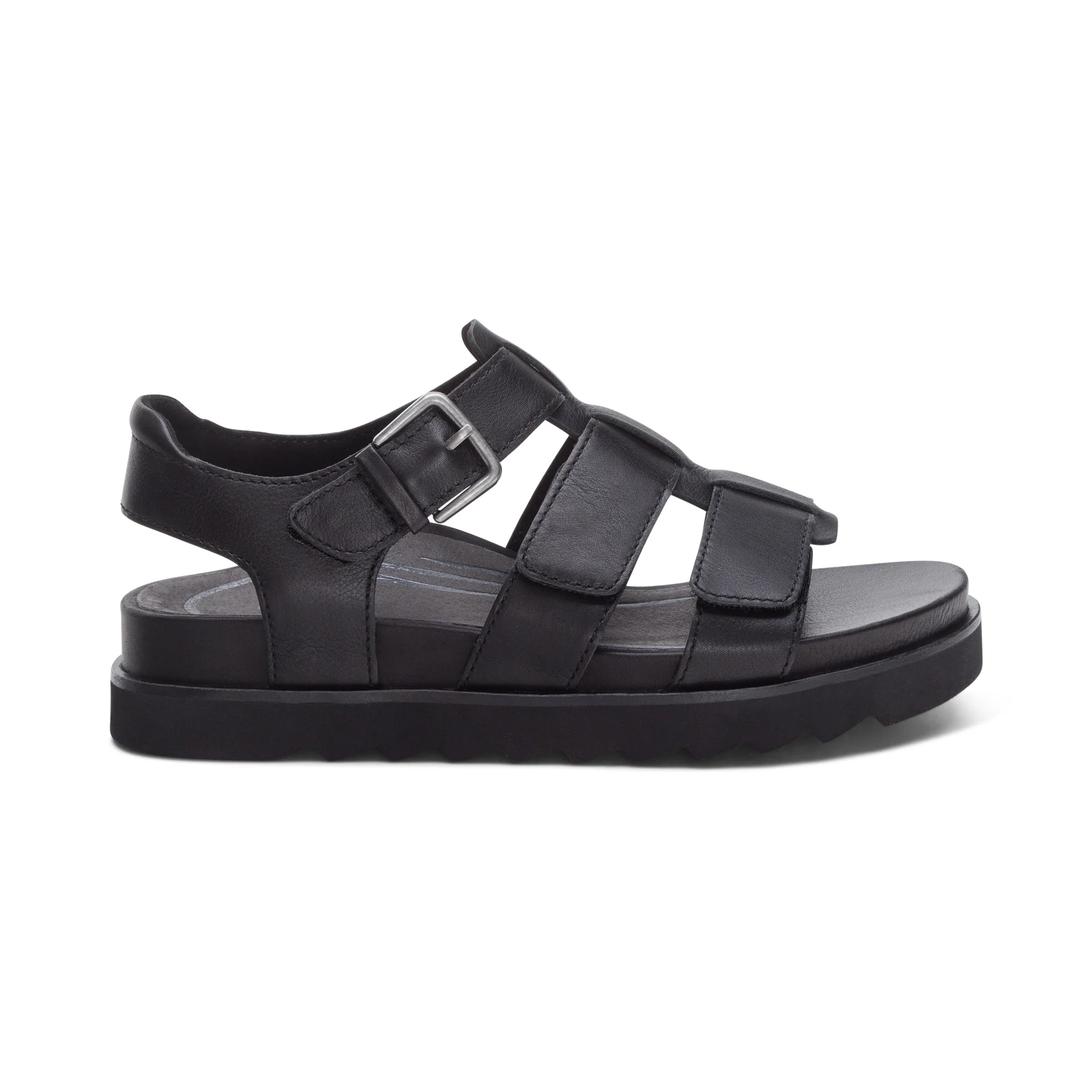 Romy Quarter Strap Cork Flat Sandal - Black - Image 2