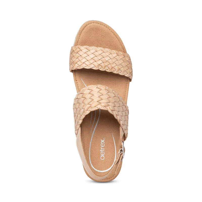 Summer Woven Quarter Strap Wedge - Bone - Image 5