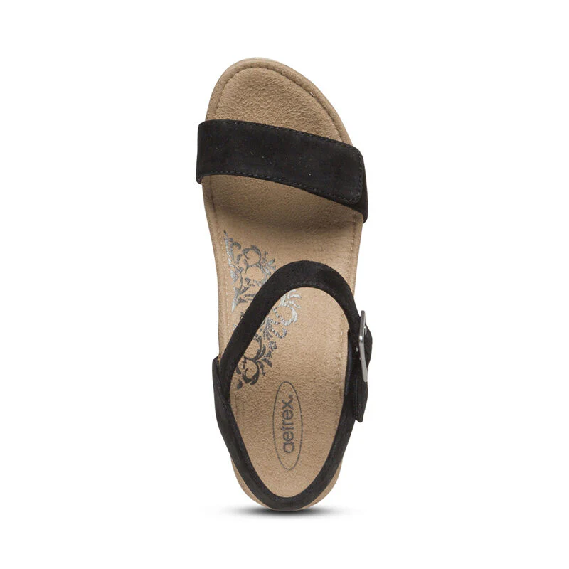 Sydney Quarter Strap Espadrille Wedge - Black - Image 5