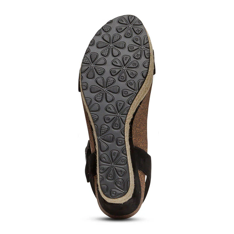 Sydney Quarter Strap Espadrille Wedge - Black - Image 6